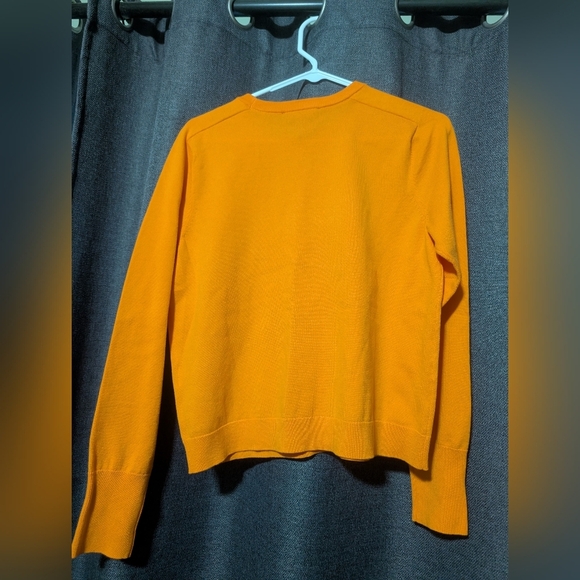 Nwt DKNY Womena Orange Sweatshirt with Silver Sparkle Rhinestone Logo Size Small - Picture 2 of 3